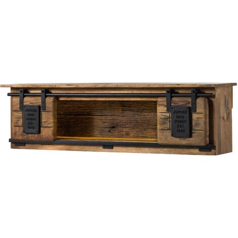 Étagère murale en bois de Manguier / Bois de récupération 130x25x35 naturel laqué RAILWAY LUX 152