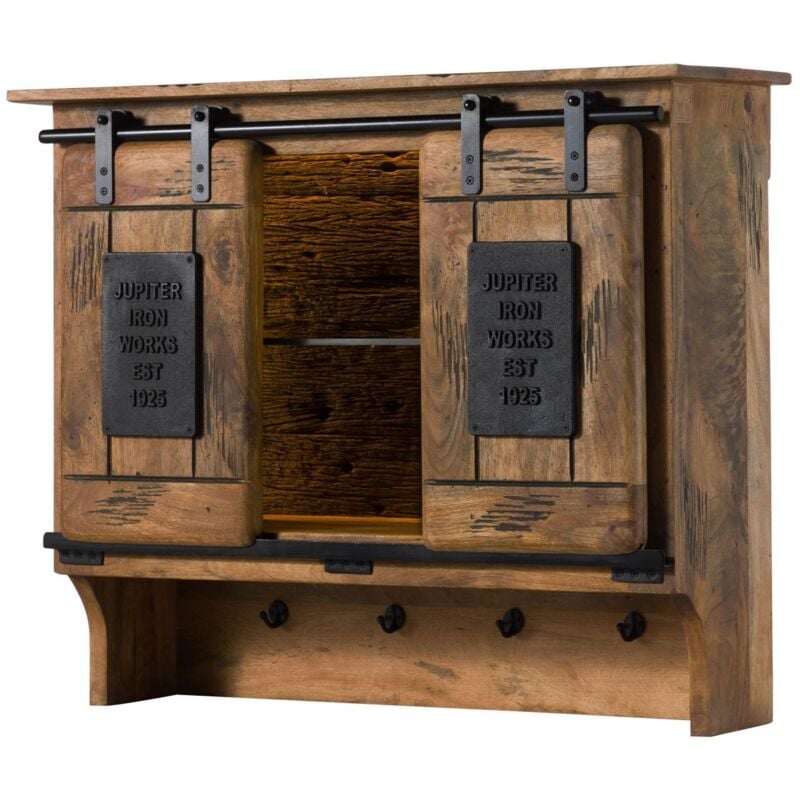 Étagère murale en bois de Manguier / Bois de récupération 90x30x75 naturel laqué RAILWAY LUX 151