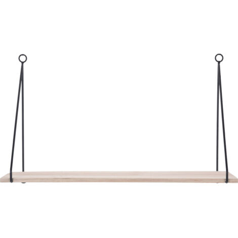 Étagère murale en bois de paulownia et métal noir – Longueur 51 cm, largeur 17 cm, hauteur 29 cm – Installation simple pour décoration intérieure – Wadiga