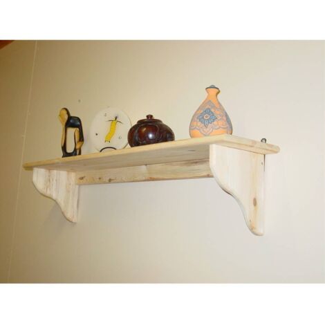 Étagère murale en bois de pin massif 60x20 cm – Finition naturelle – Installation facile avec quincaillerie fournie – Pour décoration et rangement