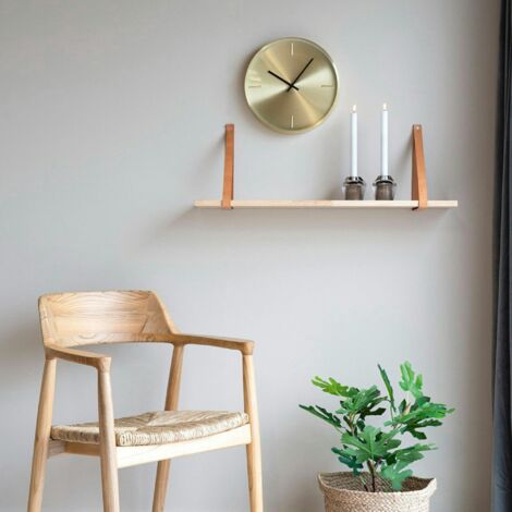 Etagère murale en bois et cuir brun 80 cm TALLINN