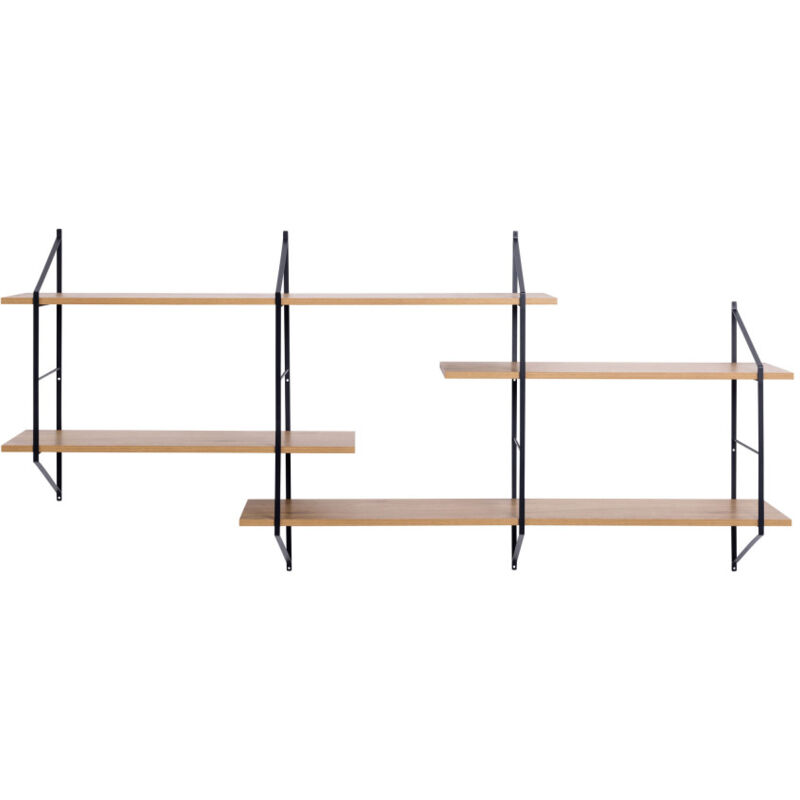 Drawer - Etagère murale en bois et métal L191cm - Bois clair - tocro