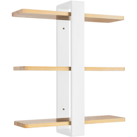 Étagère Murale en Bois Étagère Flottante Ajustable 3 Niveaux, Étagère Flottante Bois et Métal pour Chambre, Cuisine, Salle de Bain, Salon et Bureau Blanc （50cm）