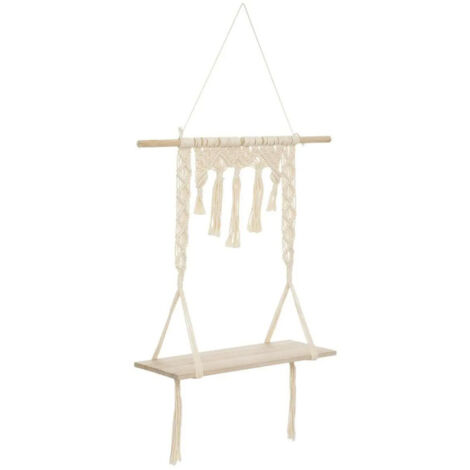 Étagère Murale en Bois "Macramé" 80cm Ivoire