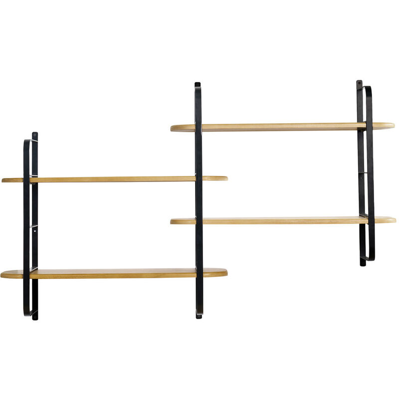 Miliboo - tagère murale en bois manguier massif et métal noir L122 cm akina