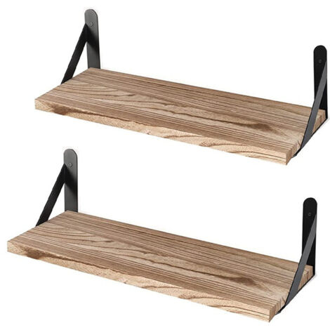 Étagère murale en bois massif composée de 2 pièces, idéale pour les chambres, les salles de bains et les cuisines.
