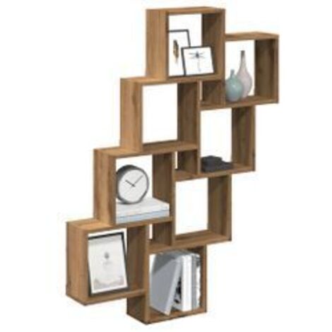 Étagère murale en forme de cube chêne artisanal 90x15x119,5