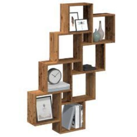Étagère murale en forme de cube vieux bois 90x15x119,5