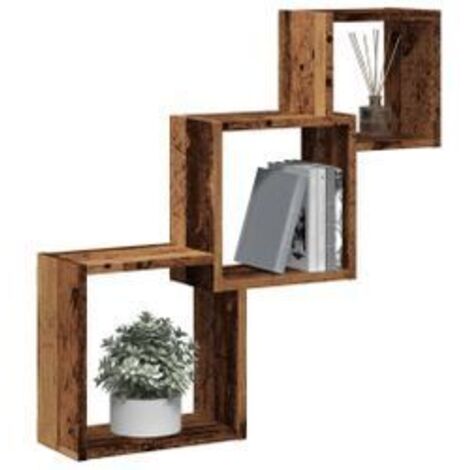 Étagère murale en forme de cube vieux bois bois d'ingénierie