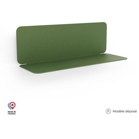 Etagère murale en L DECO-GEM, acier finition époxy vert. 2 poses possibles. L.45 x H.15 x P.15,49 cm