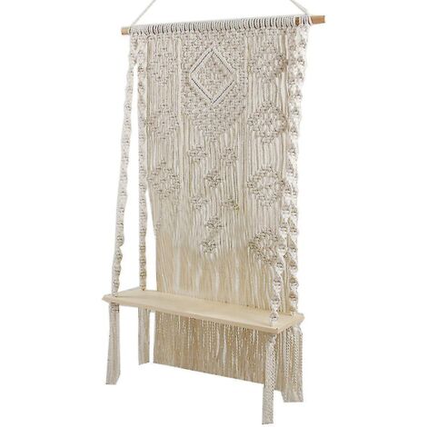 Étagère murale en macramé style bohème avec étagère flottante en bois et organisateur de plantes
