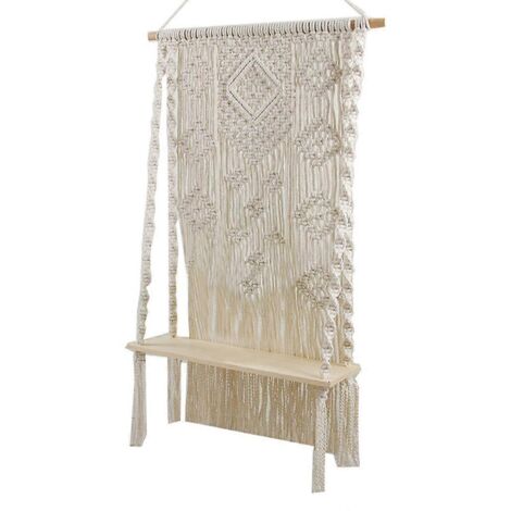 Étagère murale en macramé style bohème avec étagère flottante en bois et organisateur de plantes