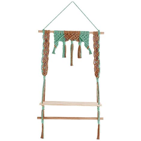 Étagère murale en macramé tissé à la main, porte-tapisserie en bois, support pour plantes, décoration intérieure