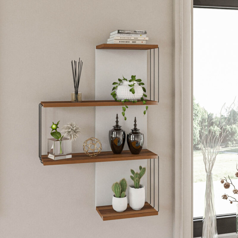 Étagère murale en mélaminé couleur pin blanche 64 cm, également 96 cm de hauteur