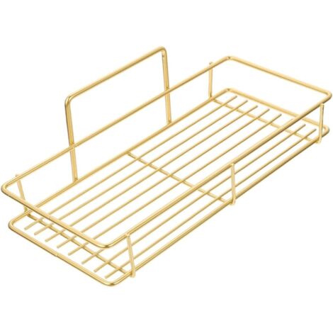 Étagère Murale en Métal Doré sans Perçage Grand Support de Rangement pour