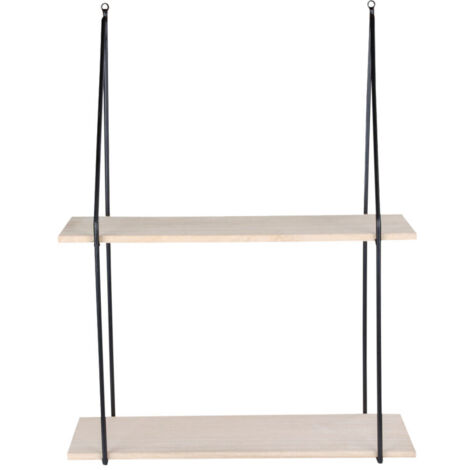 Etagère murale en métal et bois 55x21xH72 cm - Bois clair et noir - HAAG