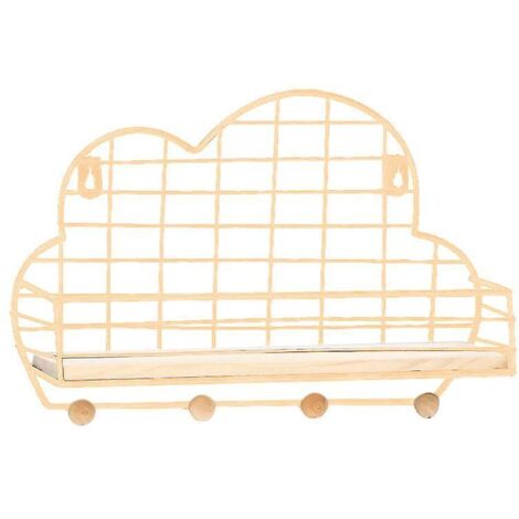 Étagère murale en métal et bois avec paniers, crochets, porte-livres et organisateur de rangement Golden Cloud