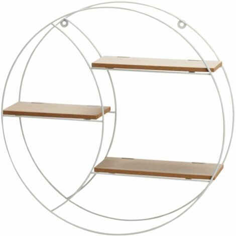 Étagère murale en métal MDF, blanche, ronde, 44 cm
