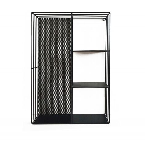 Étagère murale en métal noir 4 tablettes 60 x 40 cm – Charge max 3 kg – Style industriel pour décoration intérieure – Meubletmoi - NOIR 60 X