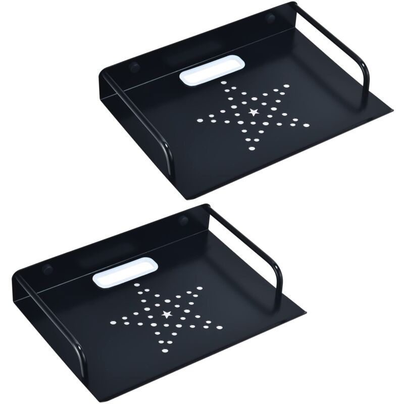 Étagère Murale en Métal pour Routeur, Projecteur, Noir Étagère Flottante, Support Mural pour Boîtes De Câble, Decodeur, Consoles De Jeux, Lecteurs