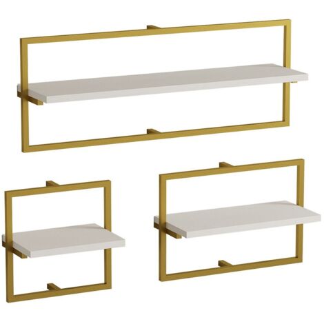 étagère murale, étagère de rangement Shelf Blanc Gold