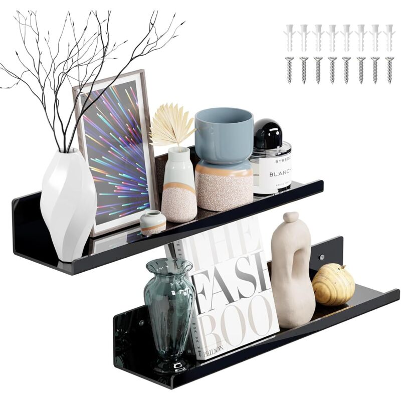 Etagere Murale Étagère Flottante 40cm, Lot de 2 Étagère Invisible Chambre d'enfant, Bibliotheque Murale Facile à Nettoyer, Étagère Flottante pour