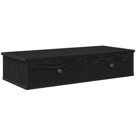 Étagère murale  Étagère flottante avec tiroirs noir 80x31x17 cm bois d'ingénierie