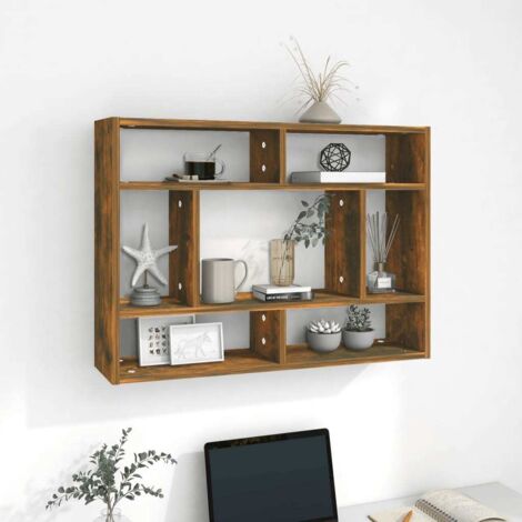 Étagère murale-Étagère flottante-Étagère de rangement suspendue Chêne fumé 75x16x55 cm Bois d'ingénierie 853444