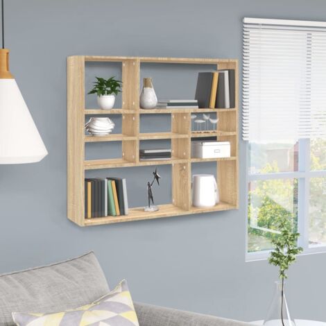 Étagère murale-Étagère flottante-Étagère de rangement suspendue Chêne sonoma 90x16x78 cm Bois d’ingénierie 728145