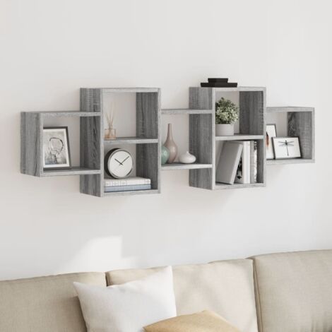 Étagère murale-Étagère flottante-Étagère de rangement suspendue sonoma gris 129x18x42 cm bois ingénierie 301850
