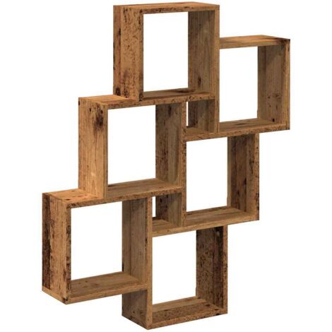 Étagère murale  Étagère flottante sous forme de cube vieux bois 78x15x93 cm