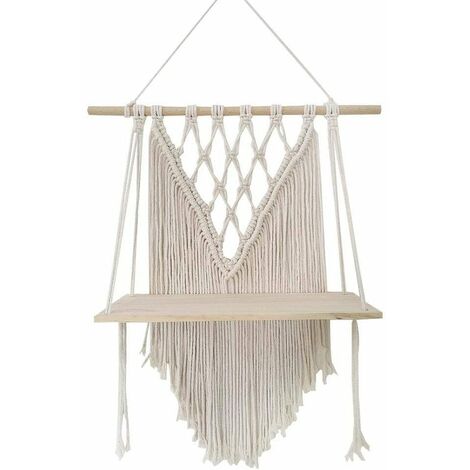 étagère murale étagère flottante support en bois balanoire suspendue étagère murale tissée à la main en macramé suspendu porte-plante porte-pot de fleur Boho décor à la maison