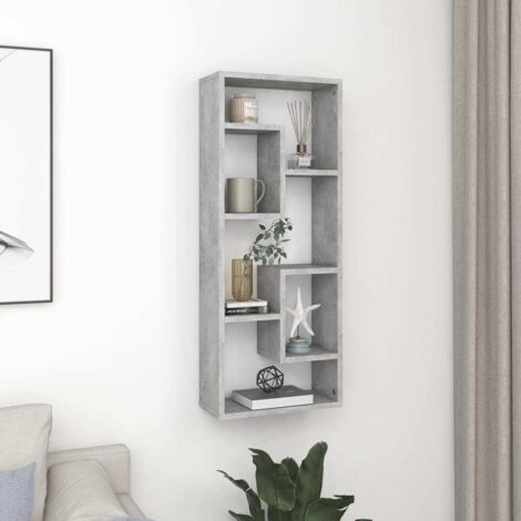 Étagère murale, Étagère flottante, Support mural stable, pour Salon Gris béton 36x16x90 cm Aggloméré ASD34635