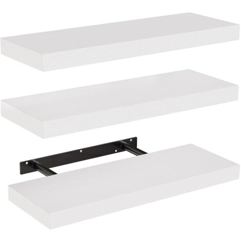 Etagère Murale, Étagères Murales en Bois Blanc 40cm, Étagères Décoratives Lot de 3 avec Grand Rangement pour Salle de Chambre, Bureau, Salon, etc