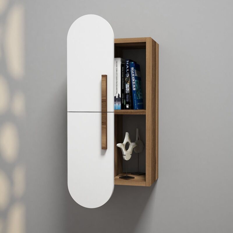 Étagère murale façade ovale Ellipsis L35xH80cm Bois et Blanc Étagère murale façade ovale Ellipsis L35xH80cm Bois et Blanc