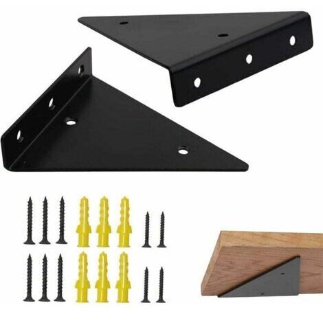 Etagere Murale Fixation Invisible 17cm 2 Pièces Triangle Équerre Étagère Support Invisible Etagere Support d'étagère Invisible en Métal Support d'étagèRe en Triangle en Métal Flottant Noir Av