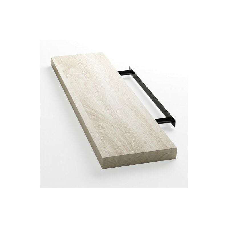 Étagère murale flottante 110 cm en MDF chêne clair. Tablette à fixer au mur