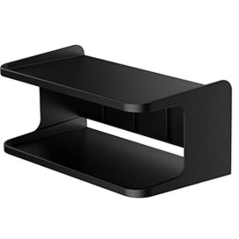Étagère murale flottante à double niveau, étagère de chevet à double niveau, organisateur de rangement pour chambre, support mural pour téléphone en noir.