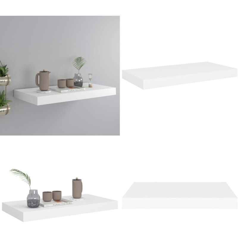 Tagère murale flottante blanc 50x23x3,8 cm mdf - Étagère Murale - Étagère Flottante - Décoration Murale - Rangement Mural - Meuble Design - Home &