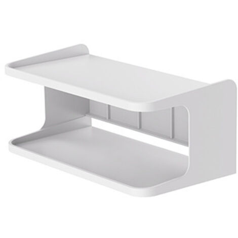 Étagère murale flottante double niveau, étagère de chevet double niveau, organisateur de rangement pour chambre, support mural pour téléphone (blanc)