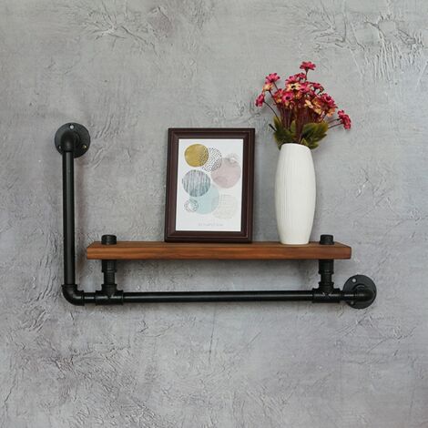Etagère murale flottante en bois 53 cm x 15 cm Métal D Etagères murales décoratives Etagères de rangement rustiques industrielles pour la chambre, le salon, la cuisine, le bureau et le couloir, Etagèr