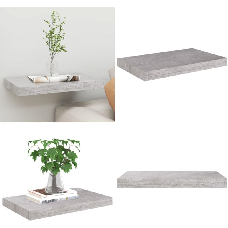 Étagère murale flottante gris béton 50x23x3,8 cm MDF - Étagère Murale - Étagère Flottante - Décoration Murale - Rangement Mural - Meuble Décoratif