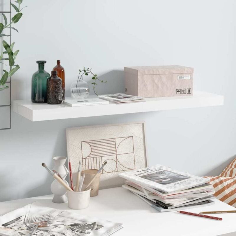 Vidaxl - tagère murale flottante Blanc brillant 80x23,5x3,8 cm mdf
