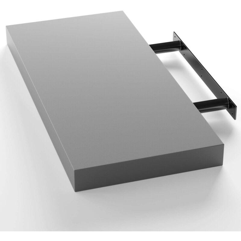 Tagère murale flottante mdf robuste effet flottant support de fixation inclus étagère bois rangement livre 50 cm Gris - Casaria