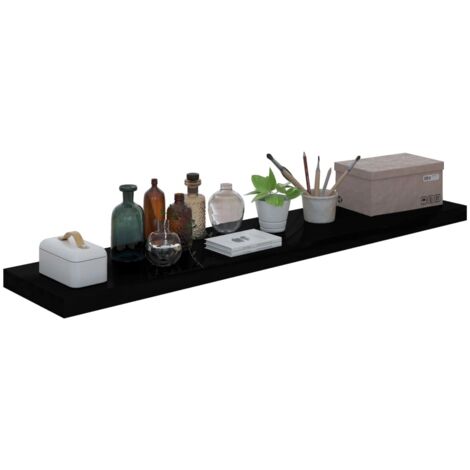 Étagère murale flottante Noir brillant 120x23,5x3,8 MDF