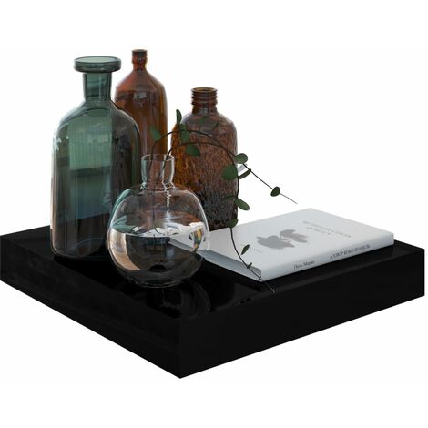 Étagère murale flottante Noir brillant 23x23,5x3,8 MDF