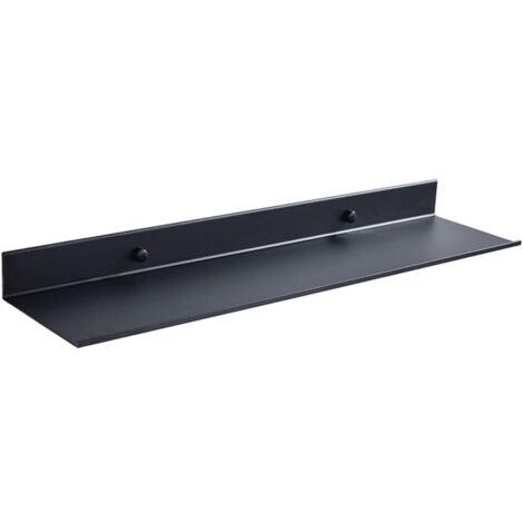 Étagère murale flottante noire 30 x 12 x 4 cm – Aluminium résistant à l'humidité – Installation facile avec raccords inox – Pour salle de bain et cuisine