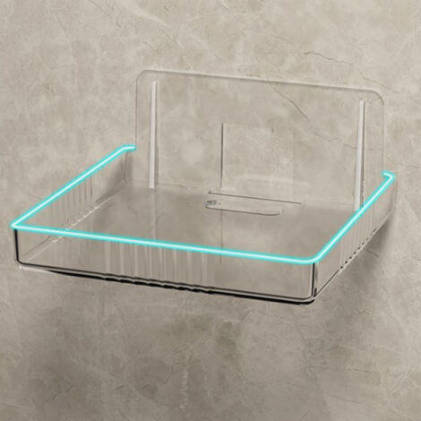 Étagère murale flottante PP Blanc - Étagère suspendue multifonctionnelle pour cuisine, salon, bureau - 1 Étagère murale + 1 Attache + 2 Adhésifs double face