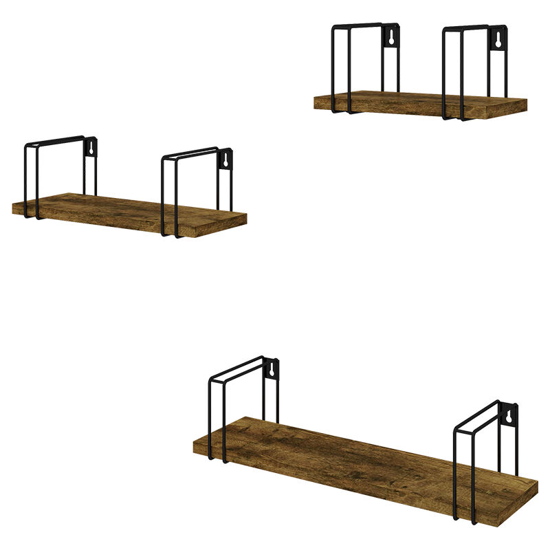 Vicco - tagère murale Fyrk, Bois antique, 3 pièces