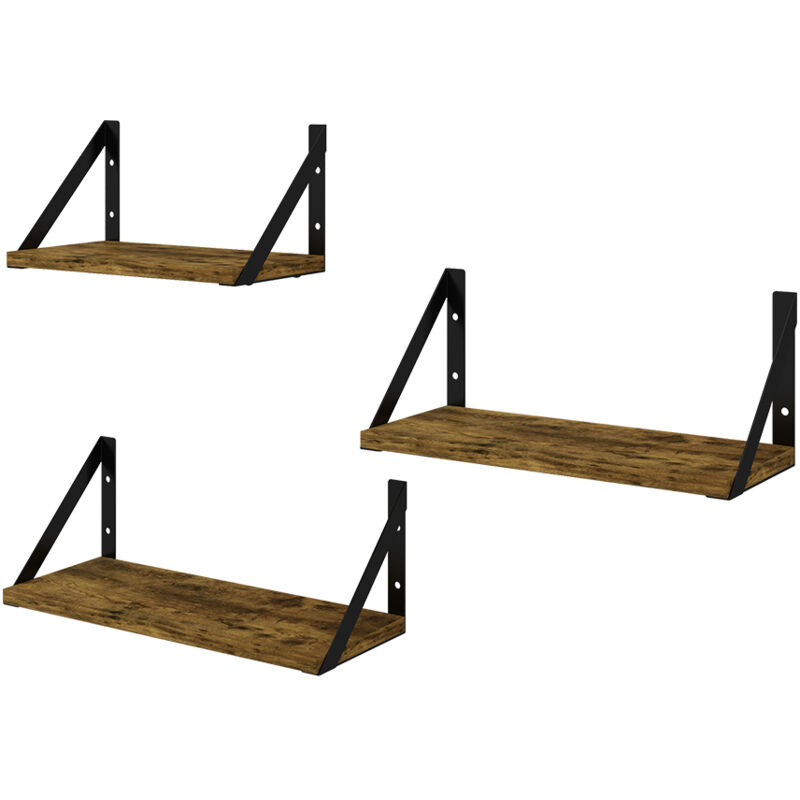 Vicco - tagère murale Fyrk, Chêne rustique, 3 pièces